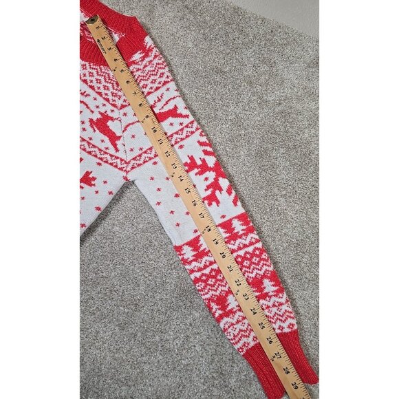 DEC. 25th Fair Isle Sweater Cardigan Holiday Winter Reindeer Snowflakes Short S - Picture 7 of 11